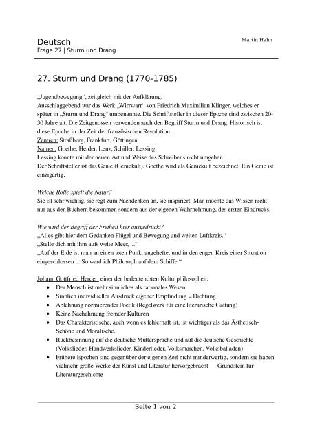 Deutsch 27. Sturm und Drang (1770-1785)