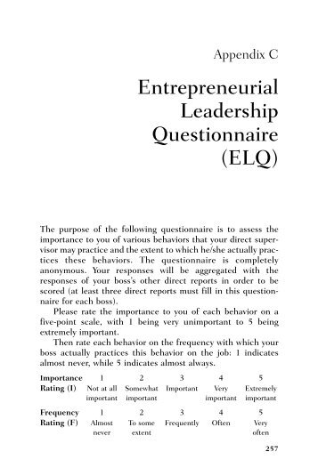 Entrepreneurial Leadership Questionnaire (ELQ)