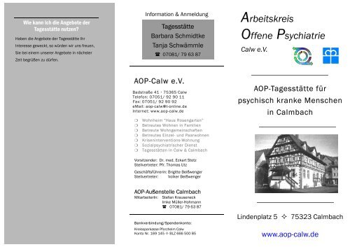 Arbeitskreis Offene Psychiatrie Calw eV - aop-calw.de