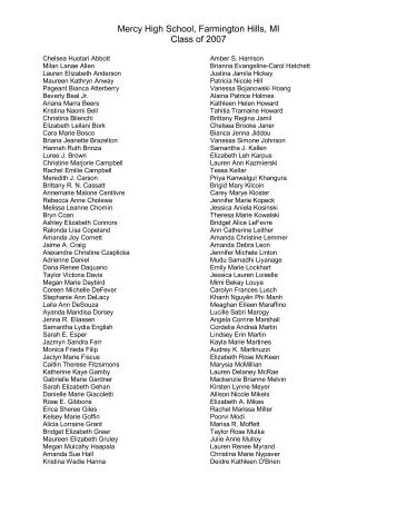 list of graduates (pdf) - Mercy High School