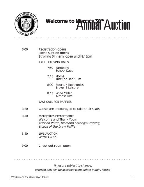 check out the 2009 Auction Catalog of incredible items and ads (pdf)!