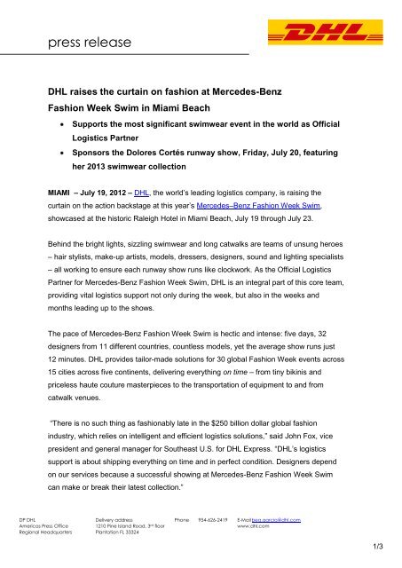 press release - Mercedes-Benz Fashion Week