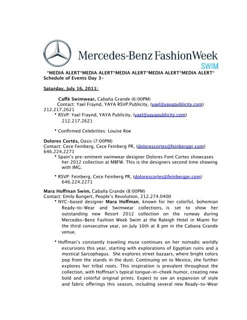 MEDIA ALERT_7.15.2011 - Mercedes-Benz Fashion Week