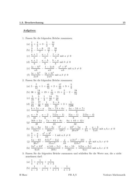 Vorkurs Mathematik