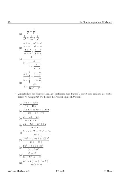 Vorkurs Mathematik