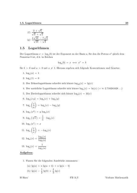 Vorkurs Mathematik