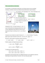 Über hyperbolische Funktionen 2 ee xsinh − = 2 ee x cosh + = sinh x ...