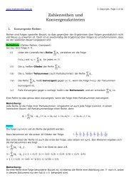 Zahlenreihen und Konvergenzkriterien - mathematik-netz.de