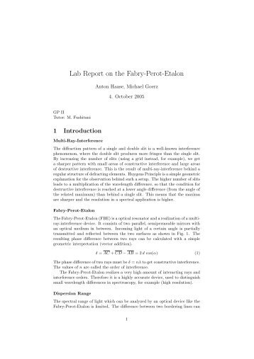 Lab Report on the Fabry-Perot-Etalon - of Michael Goerz