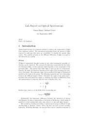 Lab Report on Optical Spectroscopy - of Michael Goerz