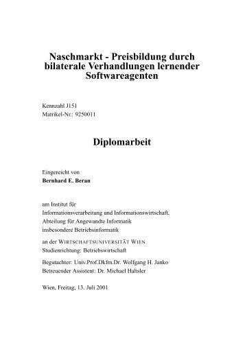 Naschmarkt - Preisbildung durch bilaterale ... - Michael Hahsler
