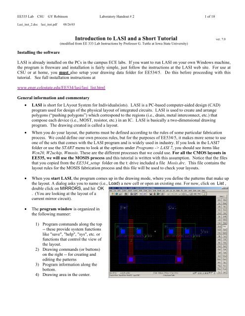 Introduction to LASI and a Short Tutorial