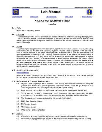 Chapter 6.2 - Novellus m2i Spurttering System - Berkeley Microlab
