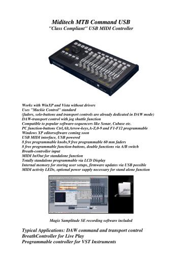 "Class Compliant" USB MIDI Controller - miditech international