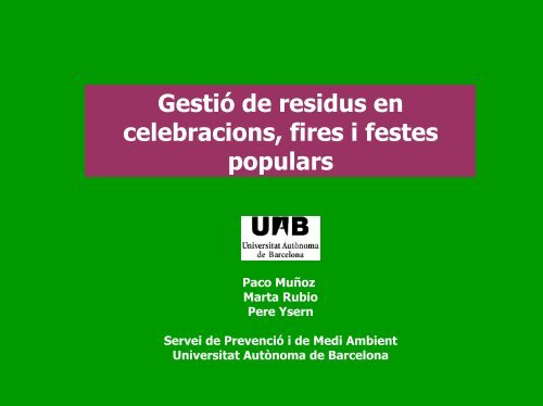 Gestió de residusen celebracions, fires i festes populars