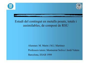 Estudi del contingut en metalls pesats, totals i assimilables ... - UPC