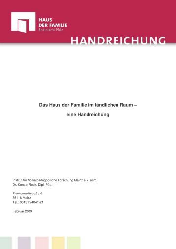 Handreichung Häuser der Familie im ländlichen Raum