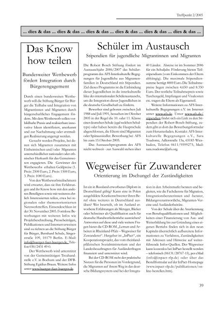 Treffpunkt 02/2005 - Ministerium für Integration, Familie, Kinder ...