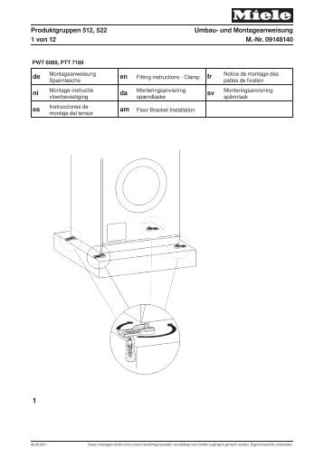 und Montageanweisung 1 von 12 M.-Nr. 09148140 - Miele