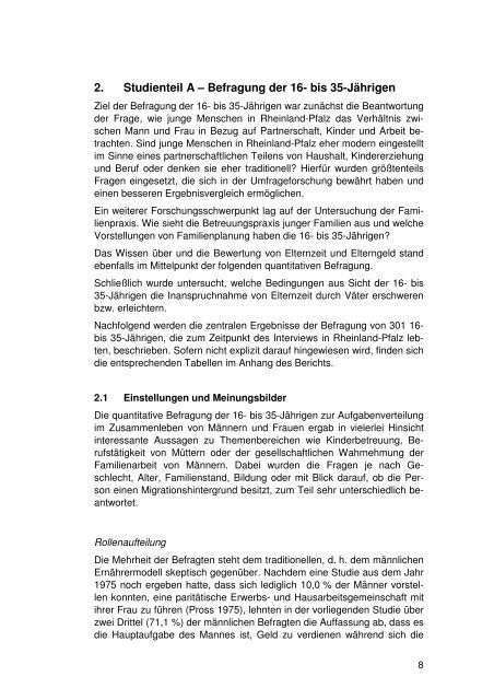 Ergebnisse der Väterstudie - Ministerium für Integration, Familie ...