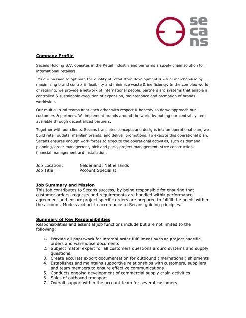 Job Description Account Specialist