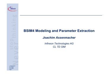 J. Assenmacher, “BSIM4 Modeling and Parameter Extraction,”