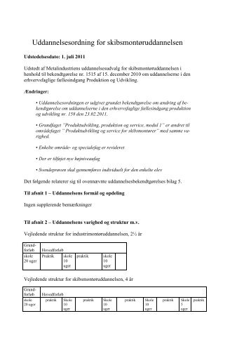 Uddannelsesordning for skibsmontøruddannelsen