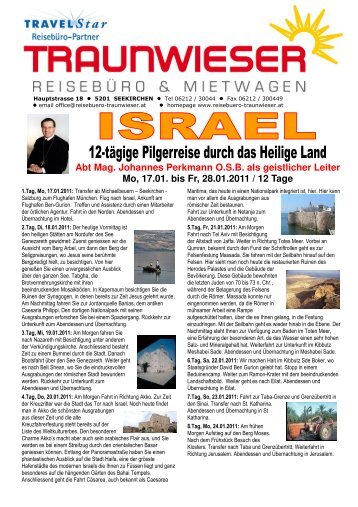 Israel - Pilgerreise mit Abt Mag. Johannes Perkmann