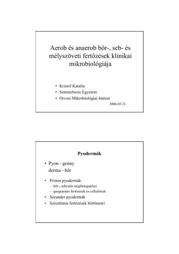 Aerob- és anaerob bőr-, seb - Semmelweis Egyetem, Orvosi ...