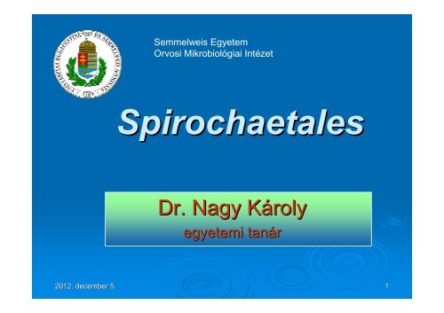 Spirochaetales - Semmelweis Egyetem, Orvosi Mikrobiológiai Intézet