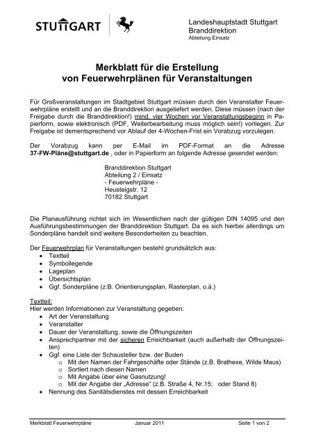 Merkblatt für die Erstellung von Feuerwehrplänen für Veranstaltungen