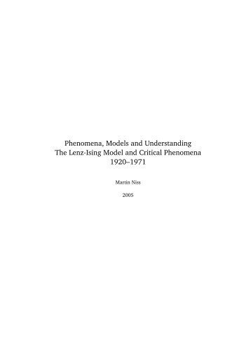 Phenomena, Models and Understanding The Lenz-Ising Model and ...