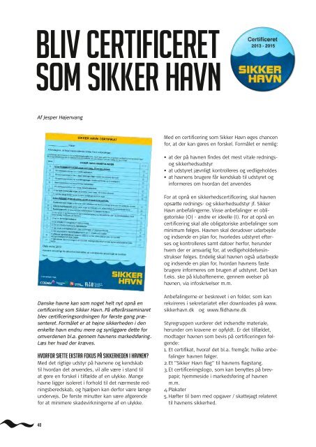 miljø på vinterpladsen Få et sikker havn certifikat tilmelding til ...