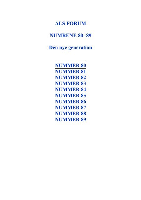 forum 80 til 89 - ALS Gruppen