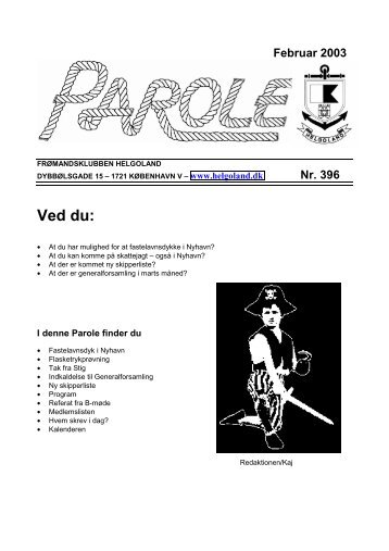 Parole 396 Februar 2003 - Frømandsklubben Helgoland