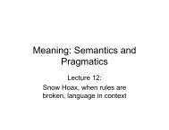 Meaning: Semantics and Pragmatics