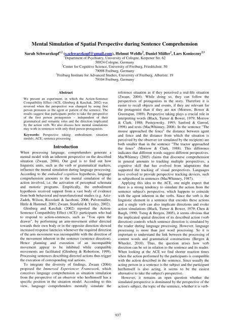 Mental Simulation of Spatial Perspective during Sentence ...