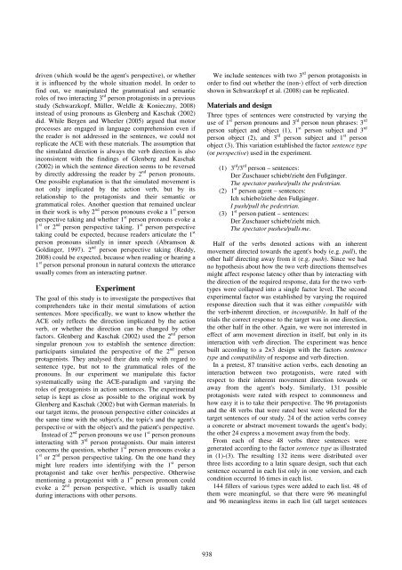 Mental Simulation of Spatial Perspective during Sentence ...