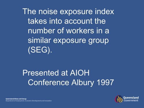 Using the Noise Exposure Index as a Risk Ranking Tool