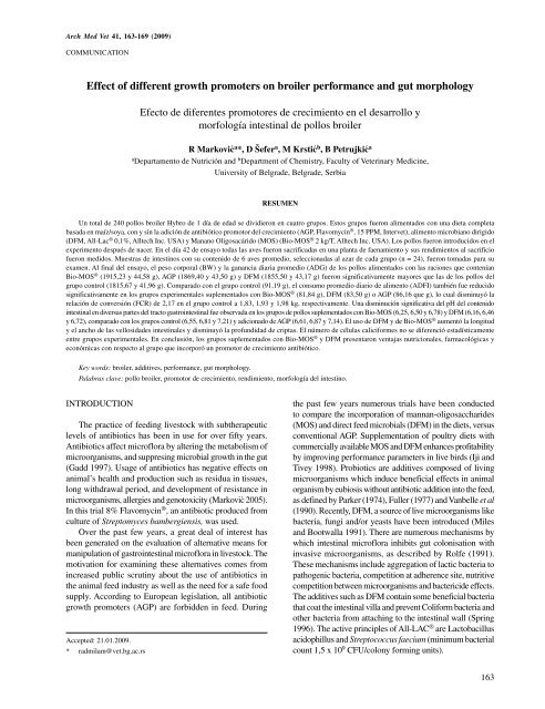 Effect of different growth promoters on broiler performance and gut ...