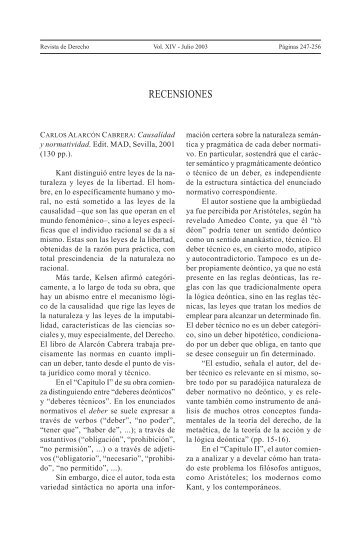 Causalidad y normatividad - Revistas Electrónicas UACh