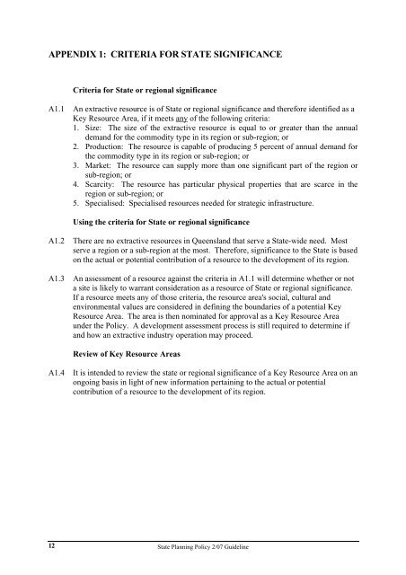 State Planning Policy 2/07 Guideline - Queensland Mining and Safety