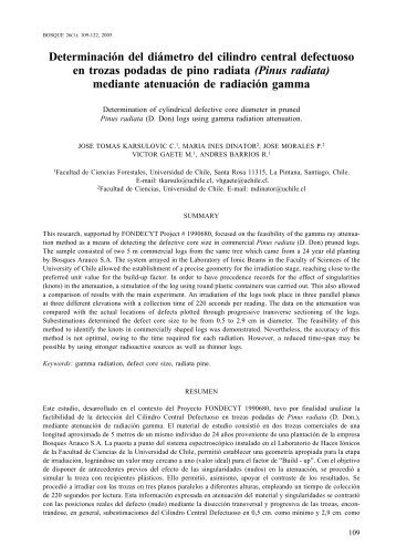 Determinación del diámetro del cilindro central defectuoso en trozas ...