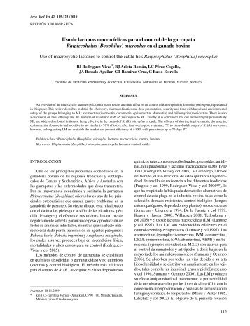 Uso de lactonas macrocíclicas para el control de la ... - SciELO