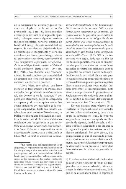 algunas consideraciones en torno al seguro ambiental - Revistas ...