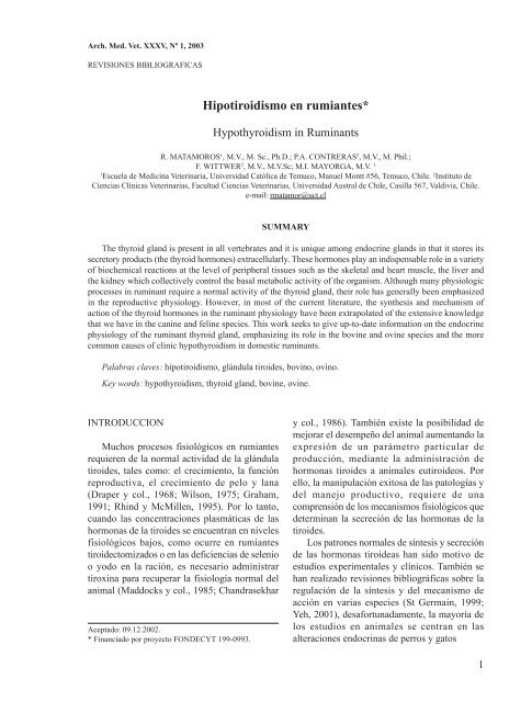 Hipotiroidismo en rumiantes - Universidad Austral de Chile