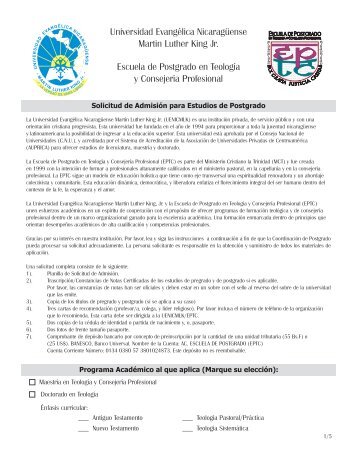 Escuela de Postgrado en Teología y Consejería Profesional ...