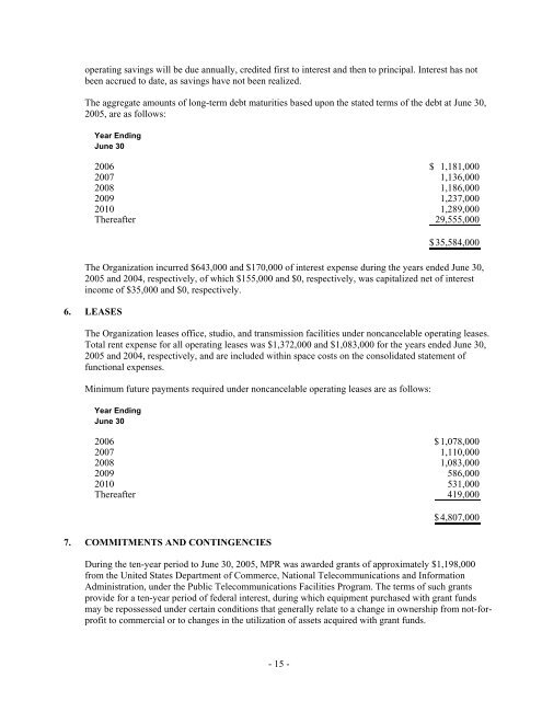 Report for FY 2005 - Minnesota Public Radio - American Public Media