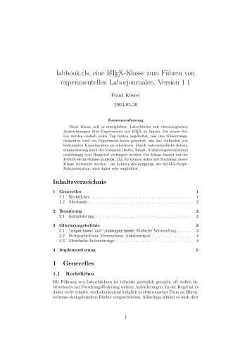 labbook.cls, eine LATEX-Klasse zum Führen von experimentellen ...
