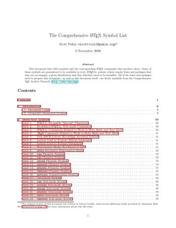 The Comprehensive LaTeX Symbol List - CTAN